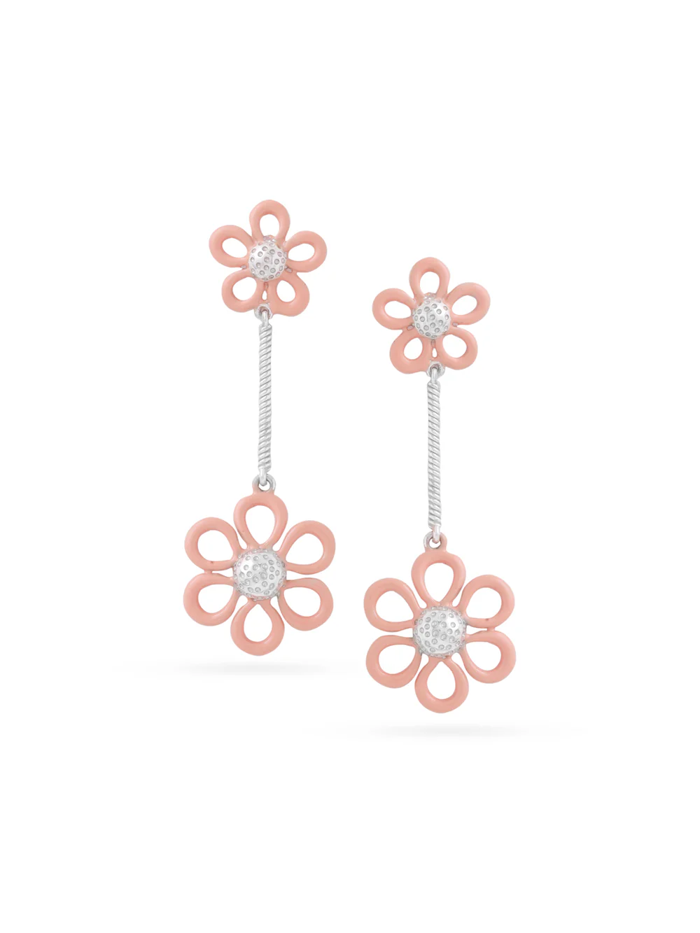 SILSPE007-4 925 Silver Floral Earrings - Image 1